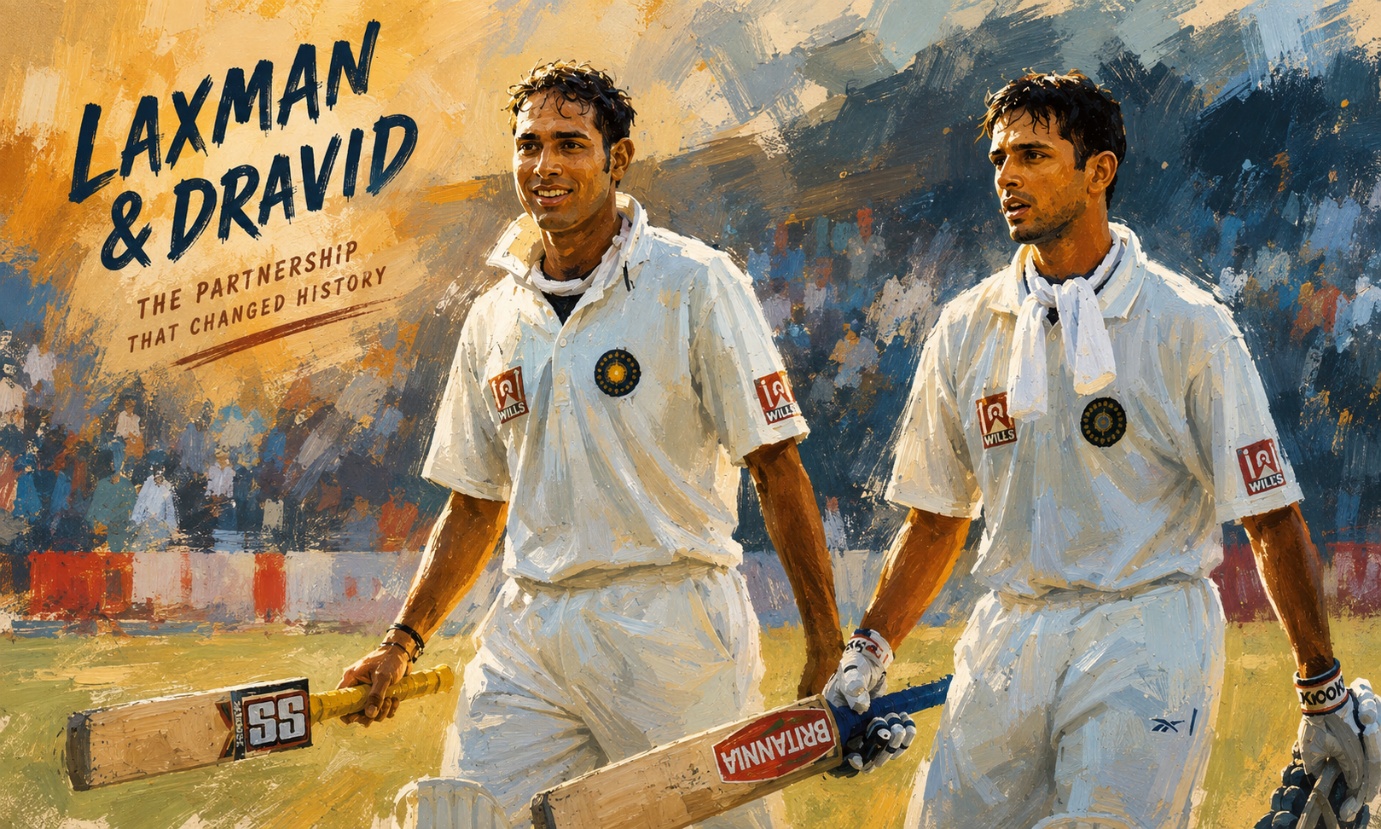 VVS Laxman and Rahul Dravid during India's historic Eden Gardens Test comeback